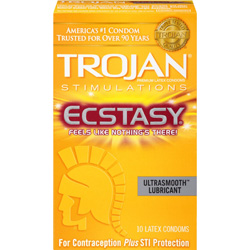 Trojan Stimulations Ecstasy Condoms with UltraSmooth Lubricant, 10 Pack