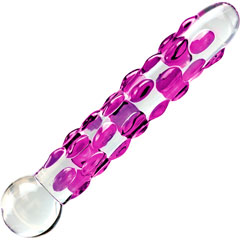 Icicles No 7 Glass Dildo, 7 Inch, Clear/Pink