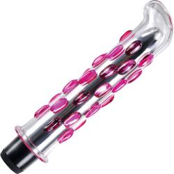 Icicles No. 19 G-Spot Waterproof Intimate Glass Vibrator, 7 Inch, Pink Bumps