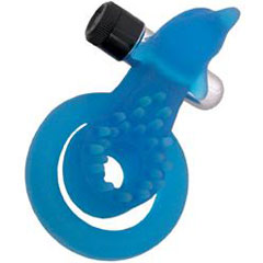 Xtreme Xtasy Dual Pleasure Vibrating Waterproof Silicone Cockring, Blue Dolphin
