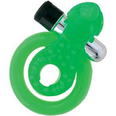 Xtreme Xtasy Dual Pleasure Vibrating Waterproof Silicone Cockring, Green Turtle