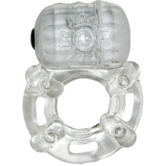 Macho Crystal Collection Pulsating Erection Keeper Cockring, Clear
