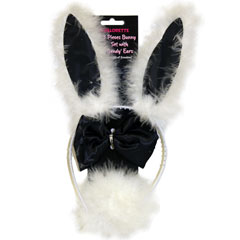 3 Pieces Bunny Set with Bendy Ears Black/White