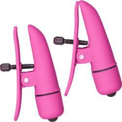 CalExotics Nipplettes Cordless Vibrating Nipple Clamps, Pink