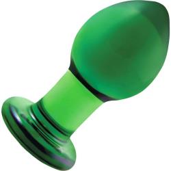 Crystal Premium Glass Butt Plug, 3 Inch, Green