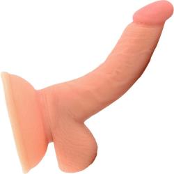 RealSkin All American Mini Whoppers Curved Dong with Balls, 4 Inch, Flesh
