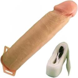 Perfect Extension Hollow Strap-On Penis Sleeve, 8 Inch, Flesh