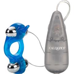 CalExotics Diving Dolphin Jelly Dual Action Vibrating Ring, Blue