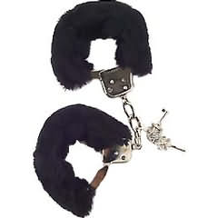 Golden Triangle Faux Fur Love Cuffs for Intimate Lovers, Black