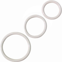 Spartacus Soft Rubber Cock Ring Set, 3 Rings, White