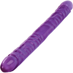 CalExotics Reflective Gel Huge Veined Double Dong, 18 Inch, Purple