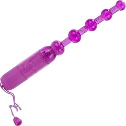 Waterproof Vibrating Pleasure Jelly Beads, 7.5 Inch, Purple