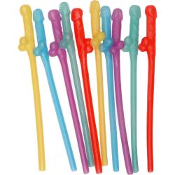 Party Pecker Sipping Straws, 10 pcs Set, Assorted Colors