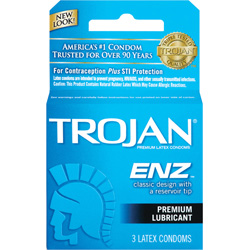 Trojan Enz Lubricated Premium Latex Condoms, 3 Pack