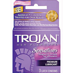 Trojan Her Pleasure Sensations Lubricated Condoms, 3 Pack