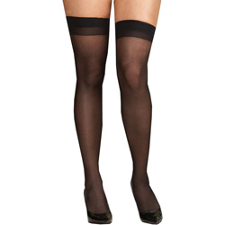 Dreamgirl Sheer Thigh High with Back Seam, Plus Size, Black