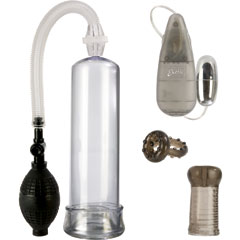 Optimum Series Sta-Hard Set with Penis Pump, 8.5 Inch by 2.5 Inch, Clear
