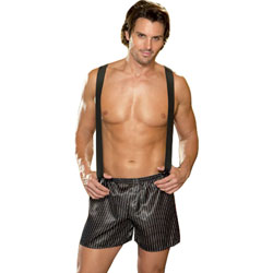 Dirty Business Boxer with Removable Suspenders, Large/Extra Large, Black