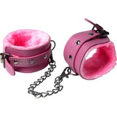 OptiSex Soft & Sexy Heavy Duty Cuffs with Silver Chain Pink