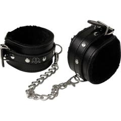 OptiSex Soft & Sexy Heavy Duty Cuffs with Silver Chain Black