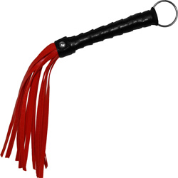 OptiSex Spanking Whip Training Pleasure Flogger, 11.5 Inch, Red/Black