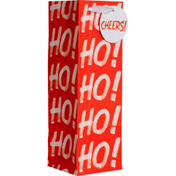 Jillson Roberts HO-HO-HO Christmas Wine or Toys Gift Bag, Red