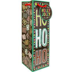 Jillson Roberts HO-HO-HO Christmas Wine or Toys Gift Bag, Green