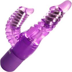 Frisky Bunny Dual Action Waterproof Vibrator for Women, 6.5 Inch, Purple Pop
