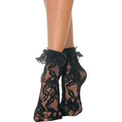 Leg Avenue Lace Anklets with Lace Ruffle, One Size, Black