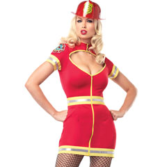 Leg Avenue Flirty Firefighter Costume for Women, Medium/Large, Red