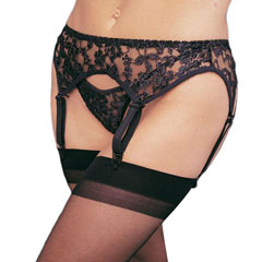 Lace Garter Belt with Matching Thong Set, Plus Size, Black