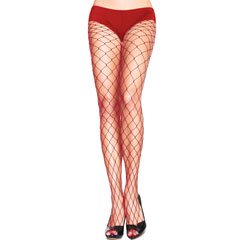 Forplay Fashionable Fence Net Pantyhose, One Size, Romantic Red