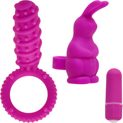 Icon Brands Simply Silicone Love Button Kit and Bunny Sleeve, Magenta
