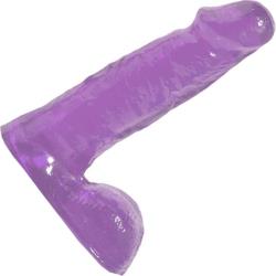 Basix Rubber Works Dong with Balls, 6 Inch, Purple