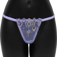 Jewel Of The Nile Bow Back G String Panty, Large, Lavender