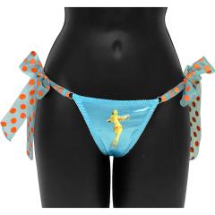 Centerfold Side Bow Thong Large Blue