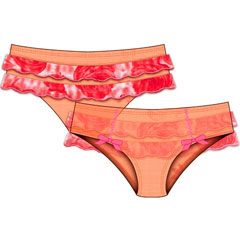 Rose Garden Cheeky Bikini with Ruffled Rear, Small, Orange