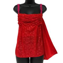 Necessary Objects Cherry Pie Relaxed Fit and Ruffled Camisole Top, 34D, Red