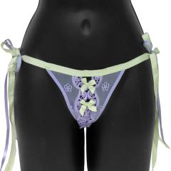 Necessary Objects Ribbon Tie Thong Panty, Medium, Lavender