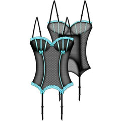 Necessary Objects Show Girl Bustier with Removable Straps and Garters, 34B, Black