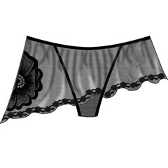 Necessary Objects Sexy Seashell Skirted Thong, Large, Black