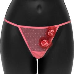Necessary Objects New Wave Rosette T-Bar Thong Panty, Small, Strawberry Red