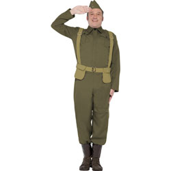 WW2 Home Guard Private Costume, Medium, Green