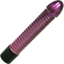Ribbed Shaft Multi Function Personal Vibrator, 8 Inch, Purple