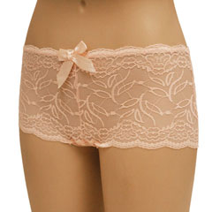 Flowered Lace with Flirty Bow Boyshort Panty, Medium, Pink