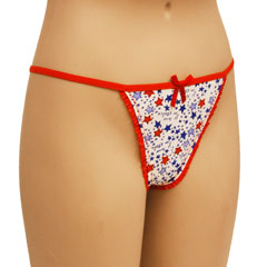 Star Print Thong Panty with Sexy Bow, Junior Extra Small
