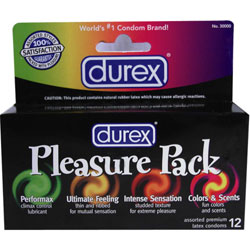 Durex Pleasure Pack Premium Lubricated Latex Condoms, Pack of 12