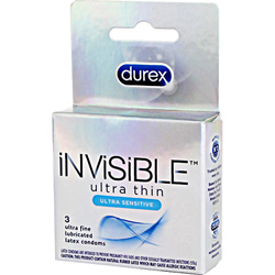 Durex Invisible Ultra Thin and Ultra Sensitive Premium Condoms, 3 Pack