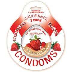Endurance Flavored Condom, 3 Pack, Strawberry