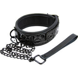 Sinful Adjustable Collar and Leash, 2 Inch Wide, Black